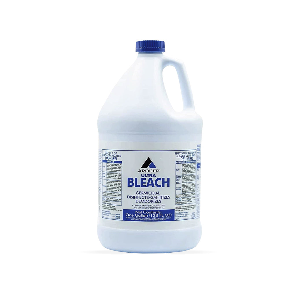 1-gallon jug of Liquid Chlorine Bleach for equine care, with a blue cap and label. Ideal for laundry and disinfecting equine environments.