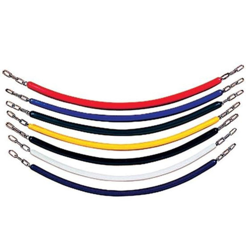 Set of colorful braided jump leads on a white background