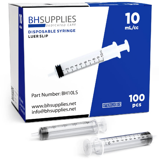10mL Sterile Luer Slip Syringes - Box of 100