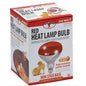 Box of red heat lamp bulb with branding and product details on a white background