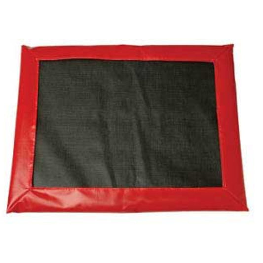 Red border around a black mat on a white background