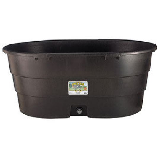 Round Feeder Tub, 30-quart, durable rubber-polymer, crack-resistant, three hooks for mounting, available in various colors.