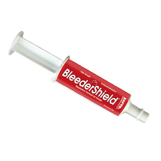BleederShield product in a red and white tube on a white background