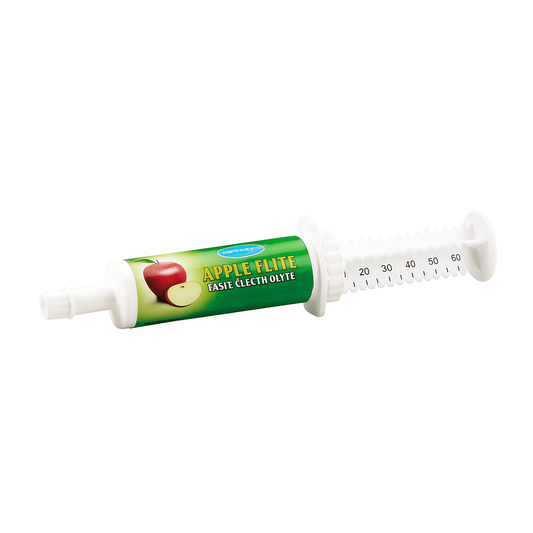 Apple Elite Electrolyte 60 CC Paste, a tube with applicator, supplementing lost electrolytes and promoting hydration in horses.