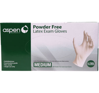 Aspen Powder Free Latex Exam Gloves - 100 Count Box