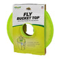 Fly Bucket Top packaging with green lid and white label on a white background