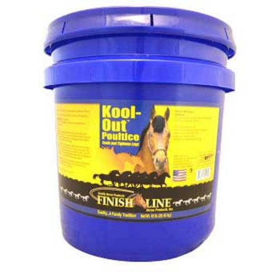 Blue Kool-Out Paste container with a yellow label featuring a horse on a white background