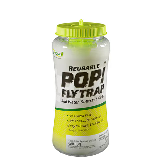 Reusable POP! Fly Trap with green lid on a white background